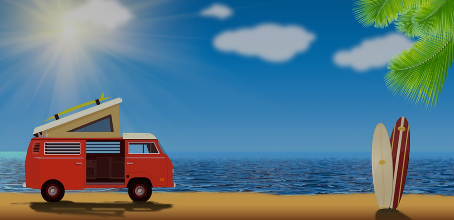 camper van at the beach